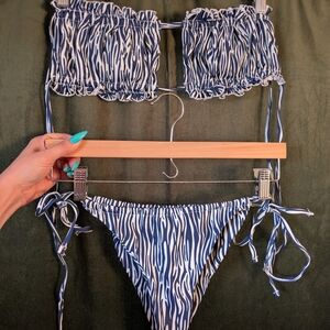 Blue and White Zebra Print Bikini